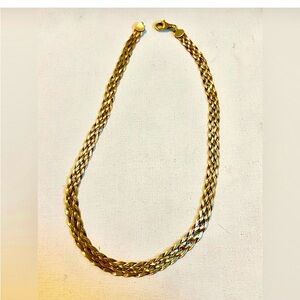 Elegant 925 Sterling Silver ITALY Tri Color Weaved Herringbone Chain